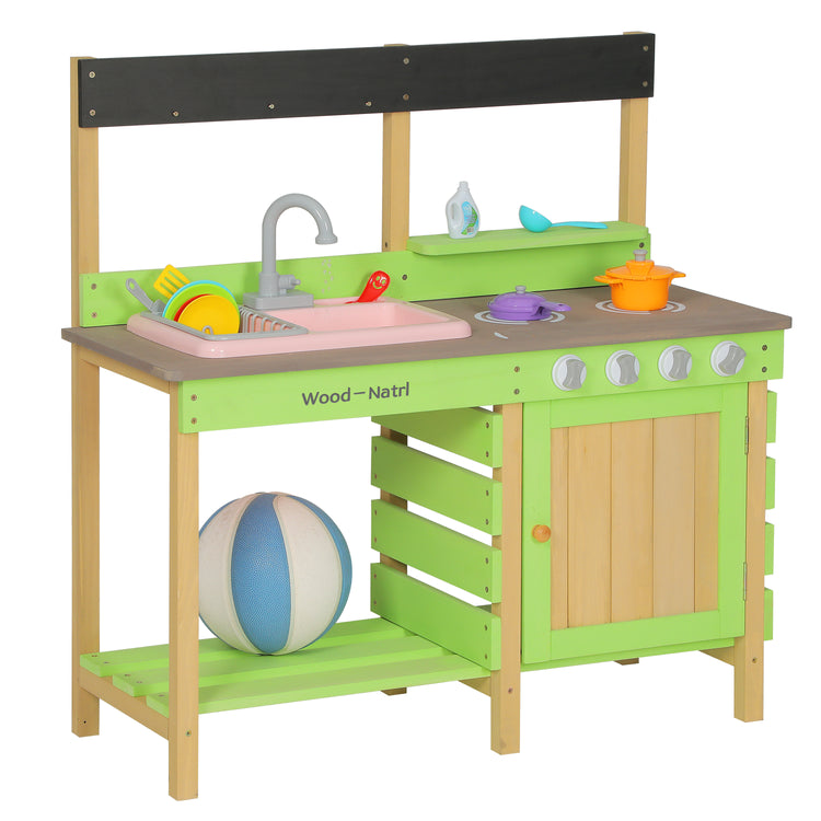 Wooden Play Kitchen for 3+ Kids with Cooking Play Kits