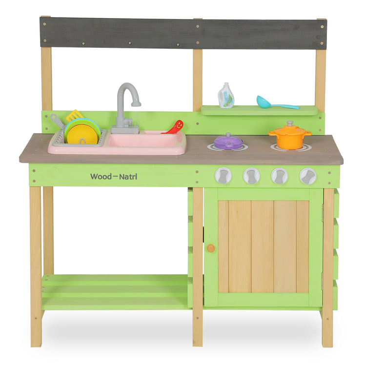 Wooden Play Kitchen for 3+ Kids with Cooking Play Kits