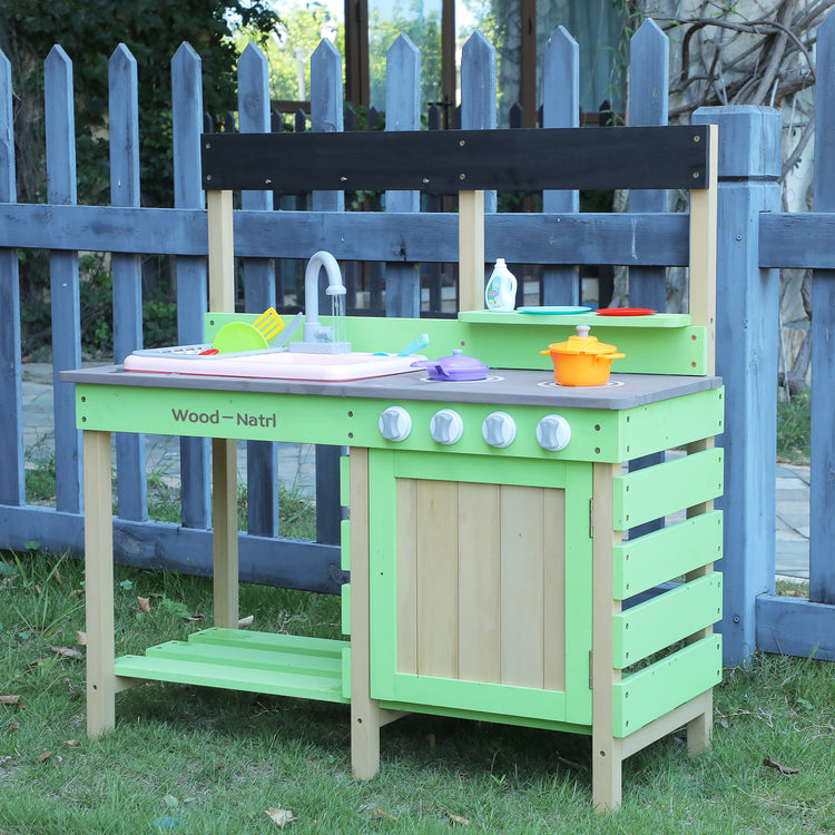 Wooden Play Kitchen for 3+ Kids with Cooking Play Kits